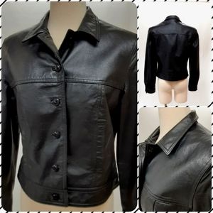 Newport News Smooth full grain short Leather Tailored Jacket Lk Nu Lined sz 12